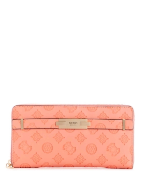 Coral Women's GUESS Bea Check Organizer Wallets | USA64ZTSOV