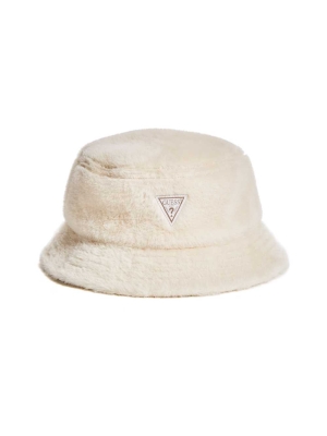 Cream Women's GUESS Faux-Fur Bucket Hats | USA69TKCIU