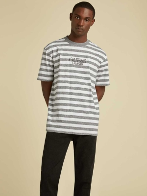 Dark Grey Men's GUESS Originals Striped T-Shirts | USA36HJYZX