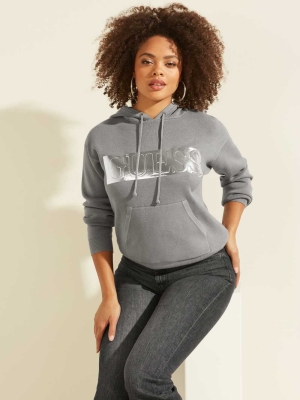 Dark Grey Women's GUESS Gemma Hoodies | USA41OBRPE