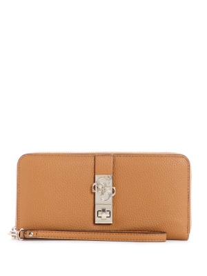 Dark Yellow Women's GUESS Albury Large Zip-Around Wallets | USA83CPZTS