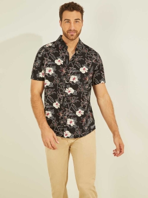 Flower Men's GUESS Eco Rayon Westbury Shirts | USA72DHYJB