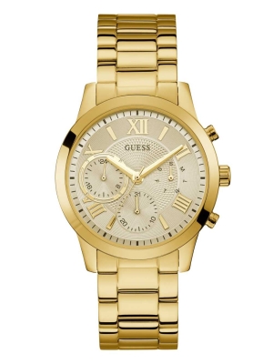 Gold Men's GUESS Gold-Tone Multifunction Watches | USA70FSHIY