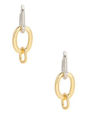 Gold Multicolor Women's GUESS Multi-Tone Chain Earrings | USA73CYSUI