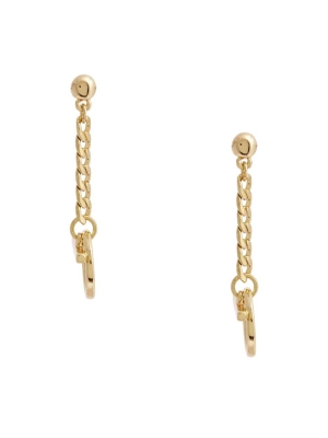 Gold Women's GUESS 14KT Chain-Link Toggle Earrings | USA80ELTQN