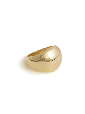 Gold Women's GUESS 14KT Dome Ring - Size 7 Ring | USA20OFMBD