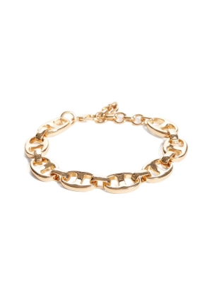 Gold Women's GUESS 14KT Mariner Chain Bracelet | USA70BQXJM