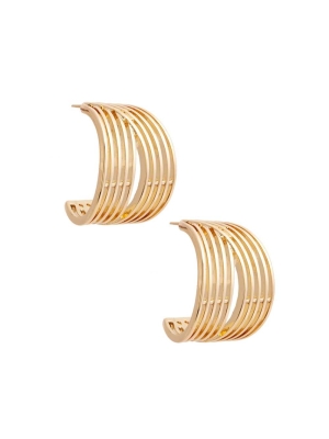 Gold Women's GUESS 14KT Plated Shield Earrings | USA86ZDCHL