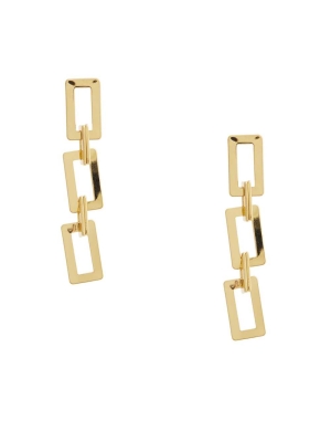 Gold Women's GUESS 14KT Rectangle Chain-Link Earrings | USA85MFOVL