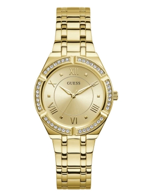 Gold Women's GUESS Gold-Tone Champagne Analog Watches | USA68OYLUA