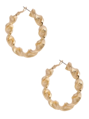 Gold Women's GUESS Gold-Tone Large Twisted Hoop Earrings | USA96HWMCL