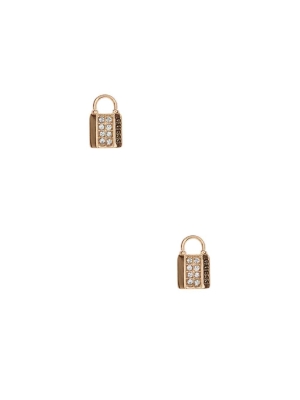 Gold Women's GUESS Gold-Tone Lock Stud Earrings | USA32XKBEN