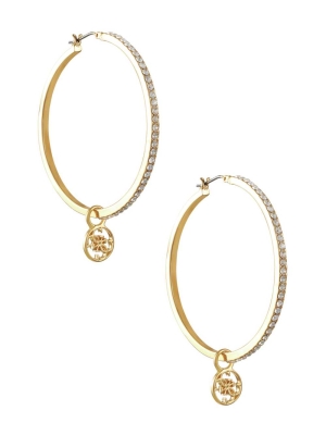 Gold Women's GUESS Gold-Tone Quattro G Hoop Earrings | USA84ARIOB