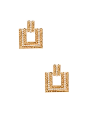 Gold Women's GUESS Gold-Tone Rhinestone Statement Earrings | USA90GPIUC