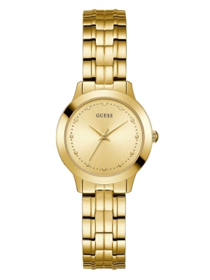 Gold Women's GUESS Gold-Tone Slim Classic Watches | USA01WCUBM