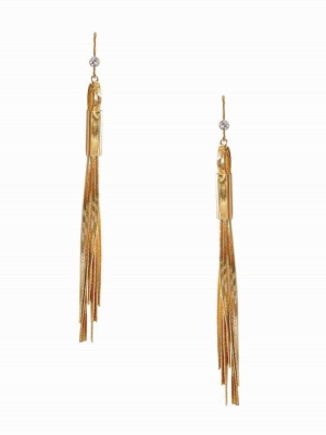 Gold Women's GUESS Gold-Tone Snake Chain Linear Earrings | USA39BOPMY