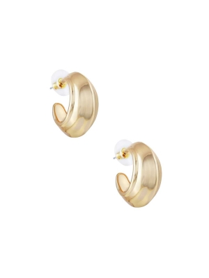 Gold Women's GUESS Gold-Tone Wide Hoop Earrings | USA03FLSUD