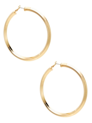 Gold Women's GUESS Large Tubular Hoop Earrings | USA98KERWM