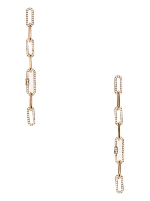 Gold Women's GUESS Rhinestone Chain-Link Linear Earrings | USA41TCZEW