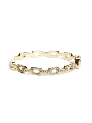 Gold Women's GUESS Rhinestone Chain-Link Bangle Bracelet | USA50LPTCM