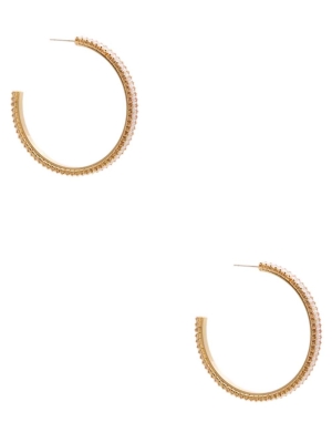 Gold Women's GUESS Sleek Baguette Hoop Earrings | USA12PLXGN