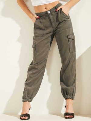 Green Multicolor Women's GUESS Eco Bowie Cargo Chino Pants | USA15VEPBK