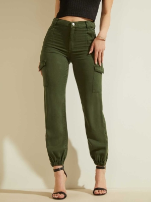 Green Multicolor Women's GUESS Eco Bowie Cargo Chino Pants | USA96OEXUH