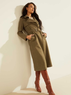 Green Women's GUESS Baraa Longline Trench Coats | USA70GRVZC