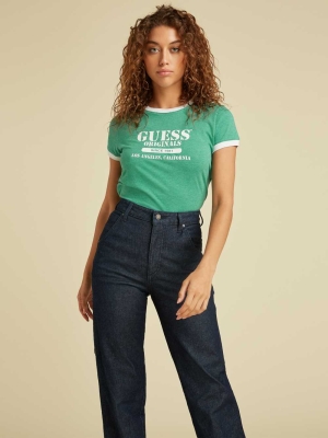 Green Women's GUESS Originals Heather Ringer T-Shirts | USA60IRBWM