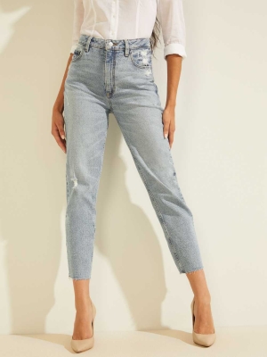 Grey Blue Women's GUESS Eco Slim Mom Jeans | USA80NLJQT