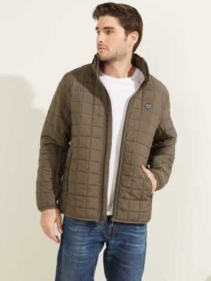 Grey Men's GUESS Active Nylon Puffer Jackets | USA39XNHIK