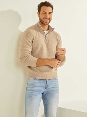 Grey Men's GUESS Esmere Wool-Blend Zip Sweaters | USA19MOIVL