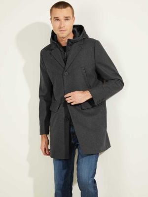 Grey Multicolor Men's GUESS Brandon Wool-Blend Coats | USA68ZHGMB