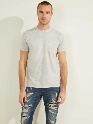 Grey Multicolor Men's GUESS Sueded Jersey T-Shirts | USA47RLQIT