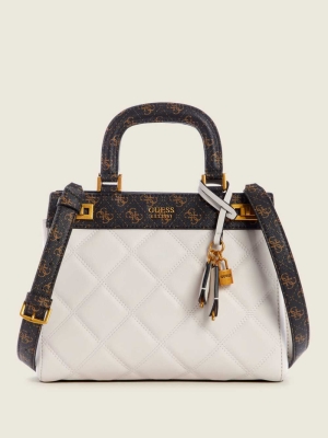 Grey Multicolor Women's GUESS Katey Quilted Luxury Satchels | USA45WAIKE