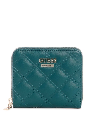 Grey Wash Women's GUESS Cessily Quilted Small Zip-Around Wallets | USA62ERWOX