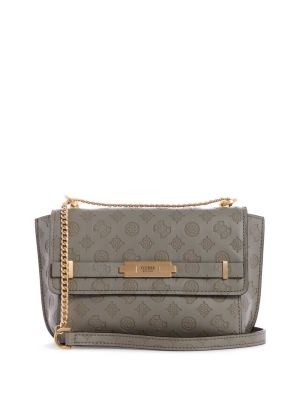 Grey White Women's GUESS Bea Convertible Crossbodies | USA86QZPEI