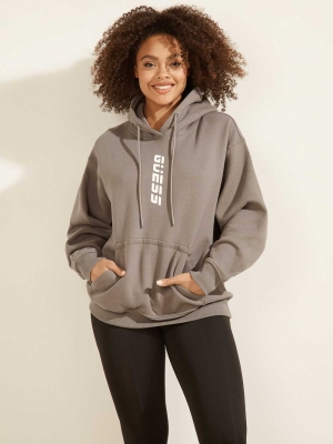 Grey Women's GUESS Eco Alisha Hooded Sweatshirt | USA83DUZBW