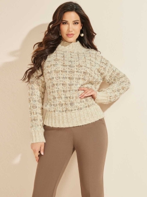 Khaki Brown Women's GUESS Cecilia Sweaters | USA91OEAMU