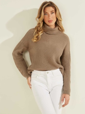 Khaki Women's GUESS Doni Turtleneck Sweaters | USA92SMXQN