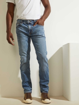 Light Blue Men's GUESS Slim Straight Jeans | USA36INMOK