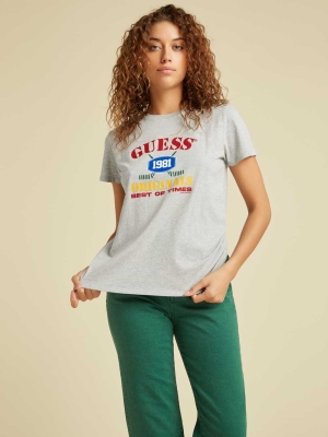 Light Grey Women's GUESS Originals Easy Logo T-Shirts | USA85YEPQZ