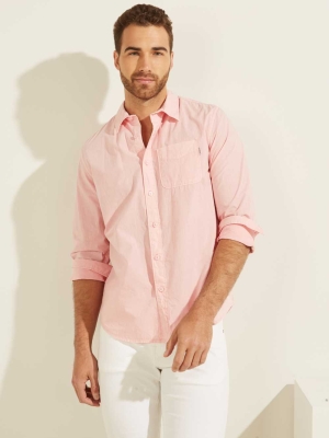 Light Pink Multicolor Men's GUESS Laguna Washed Shirts | USA72PSHIK