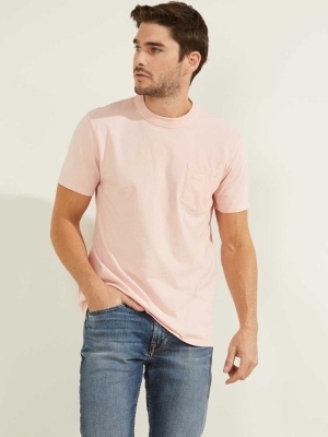 Light Pink Multicolor Men's GUESS Sueded Jersey T-Shirts | USA52XFVDS