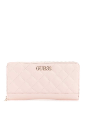 Light Pink Women's GUESS Illy Check Organizer Wallets | USA72LRKSJ