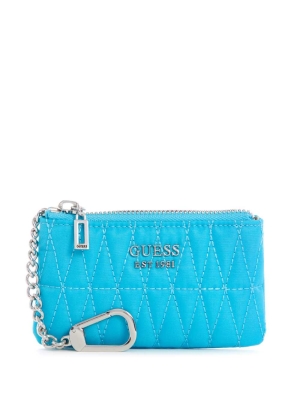 Light Turquoise Women's GUESS Layla Quilted Zip Pouch Wallets | USA52UFBIT