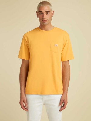 Mango Yellow Men's GUESS Originals Kit Pocket T-Shirts | USA94FKAHD