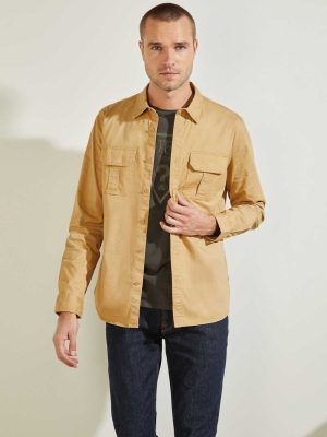 Multicolor Men's GUESS Dusty Twill Washed Milton Shirts | USA50NEDHI