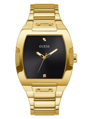 Multicolor Men's GUESS Gold-Tone Barrel Analog Watches | USA98ZJMGY