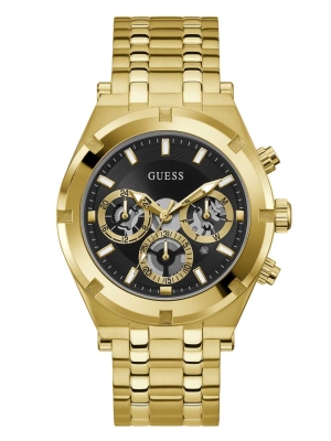 Multicolor Men's GUESS Gold-Tone Multifunction Watches | USA03PIDLA